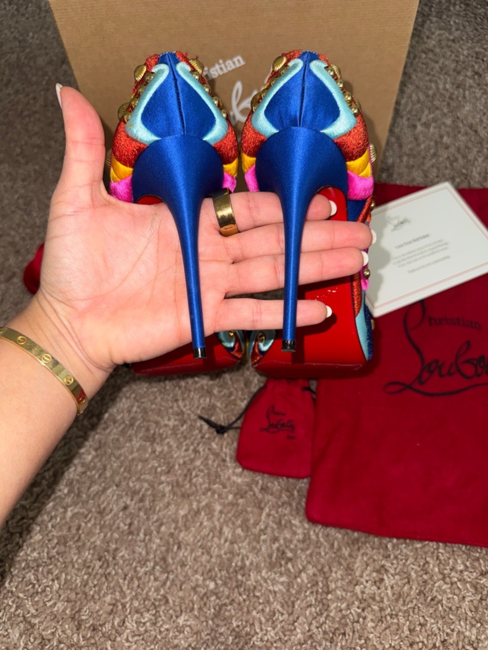 Christian Louboutin Multicolor Embroidered Pointed Toe Stiletto with Red Sole - Picture 9 of 9